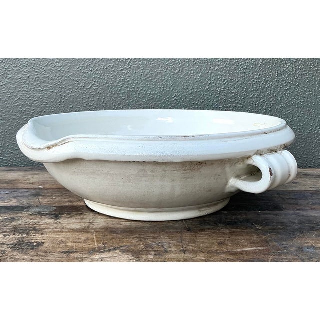 Vintage Glazed Ceramic Large Bowl For Sale - Image 11 of 12