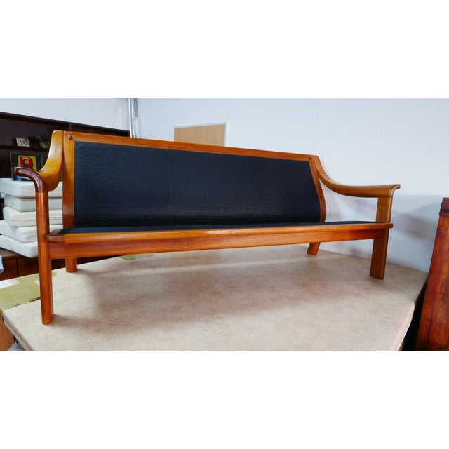 Large Danish Three-Seater Sofa in Teak and Wool from Poul Jeppesens Møbelfabrik, 1970s For Sale - Image 13 of 15