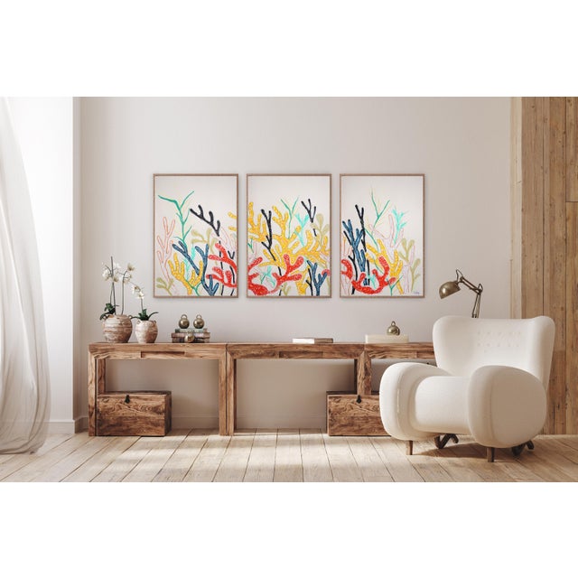 2025, Primary Tones Coral Garden, Illustration Style Painting of Coral Reef, Gouache Crayon on Watercolor Paper by Romina Milano For Sale In Miami - Image 6 of 11