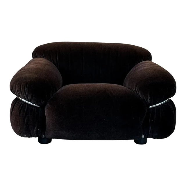 Sesann Lounge Set in Alpaca Velvet by Gianfranco Frattini for Cassina, 1972, Set of 4 For Sale - Image 9 of 12