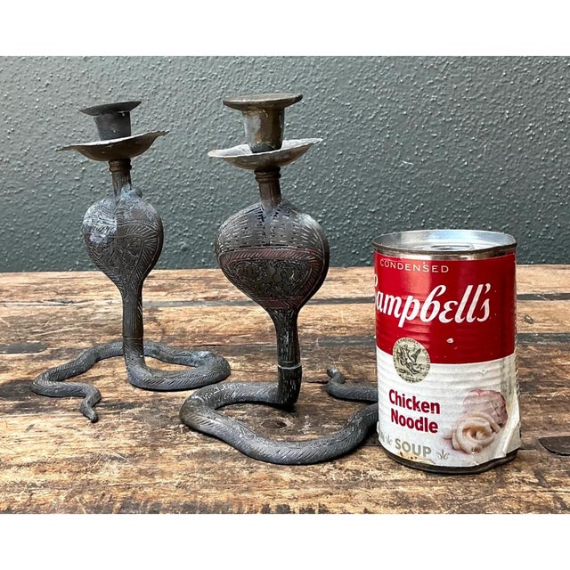 Vintage Cobra Form Metal Candle Holders For Sale - Image 10 of 12