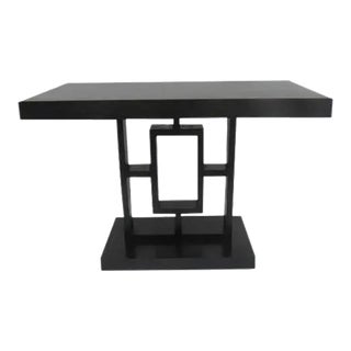 1950s Art Deco Arts & Crafts Mission Ebonized Geometric Side Accent Table For Sale