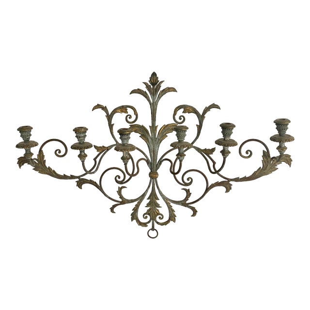 1960s Italian Hand-Painted Candelabra Wall Sconce For Sale