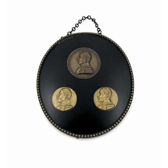 Metal Antique Swiss Portrait Medallion Plaque of General Guillaume Henri Dufour For Sale - Image 7 of 10