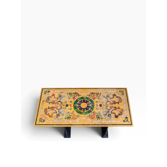 Baroque Italian Baroque Scagliola-Style Painted Marble Top Dining or Refectory Table For Sale - Image 3 of 8