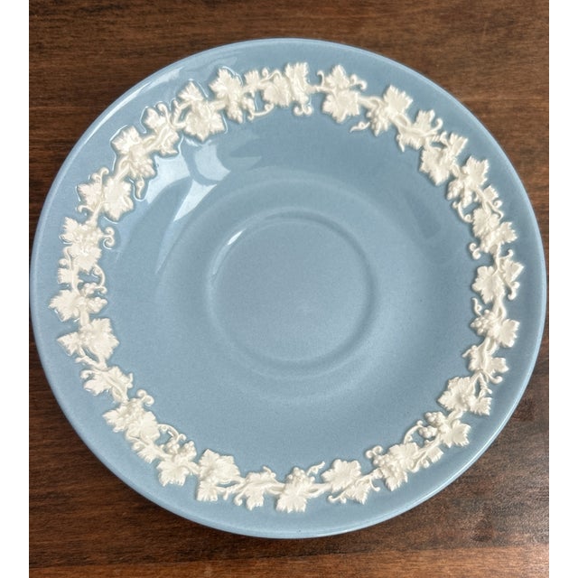 Wedgwood Embossed Queen's Ware Replacement Teacup Saucer "Cream on Lavender" For Sale In Los Angeles - Image 6 of 9