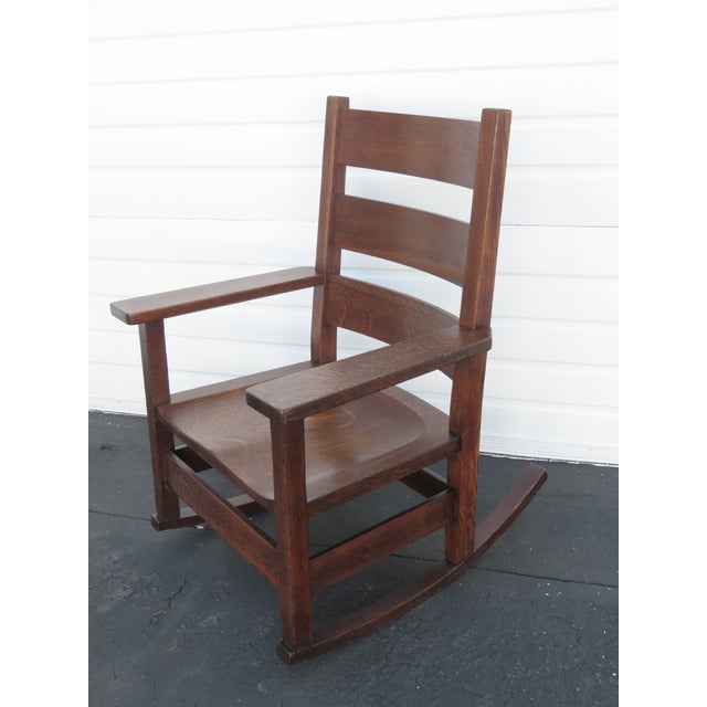 This Rocking Chair is made of wood, oak, and tiger oak. This beautiful rocking chair has fabulous Early 1900's Art and...