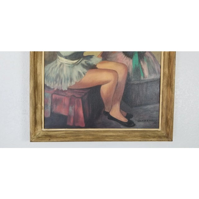 Textile 1971 Figurative Grace K Neil Painting of Two Ballet Dancers For Sale - Image 7 of 12