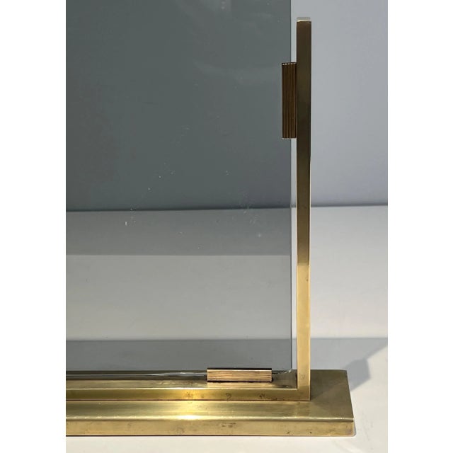 Smoked Glass and Brass Fireplace Screen For Sale - Image 12 of 13