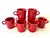Red Fiesta ware coffee cups set of 8. Not sure if the age but they are great condition. Size 3.5 x 3.5