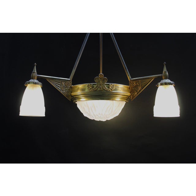 Art Deco Glass Chandelier from Val Saint Lambert, Belgium, 1920s For Sale - Image 13 of 13