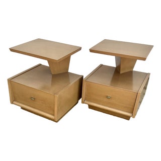 Pair of 1950s Vintage Space Age Nightstands by Mendel Furniture. For Sale