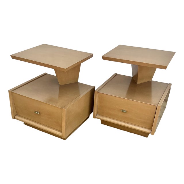 Pair of 1950s Vintage Space Age Nightstands by Mendel Furniture. For Sale
