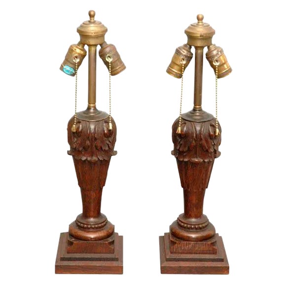 Carved Table Lamps - A Pair For Sale