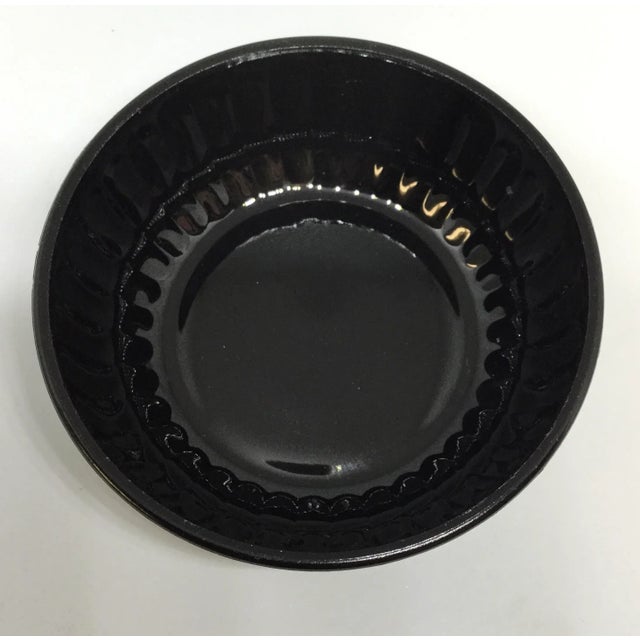 Vintage 1950s Black Glass Hand Painted Trinket Dish For Sale - Image 4 of 10