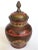 Boho Chic Vintage Mid Century India Brass Incised Multicolor Enamel Incense Urn Lidded Jar For Sale - Image 3 of 13