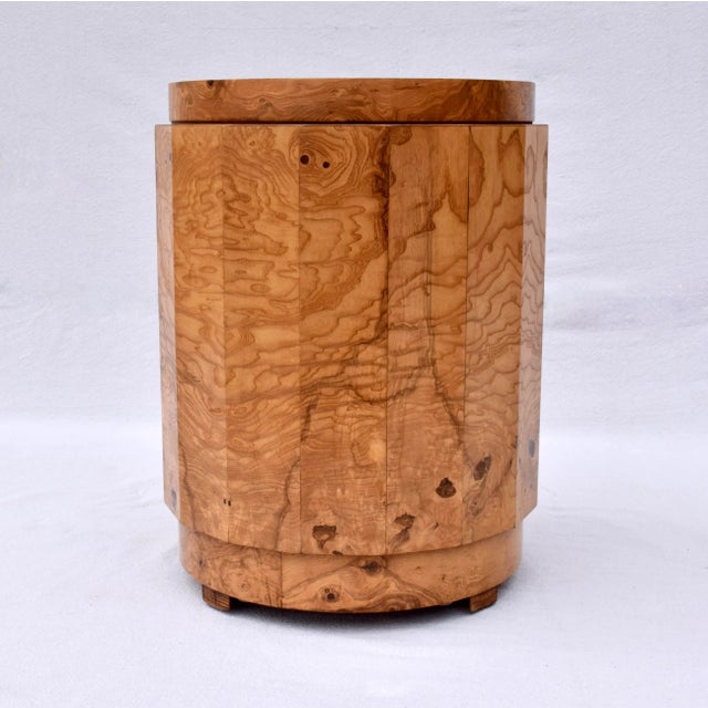 Amber Edward Wormley Pedestal Bar Cabinet in Olive Burl Model 6302d For Sale - Image 8 of 12