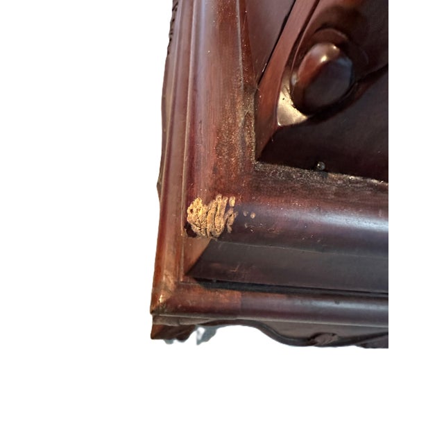 Vintage Chippendale Style 3-Door Mahogany China Cabinet W/ 3 Drawers & Key For Sale - Image 9 of 11