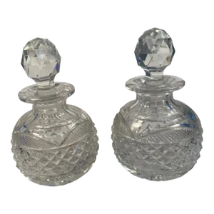 Antique English Cut-Glass Decanters- a Pair Circa 1880