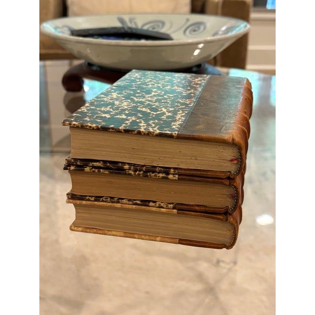 Vintage French Cognac Leather Bound Books by Pierre Benoit - Set of 3 For Sale In Little Rock - Image 6 of 13