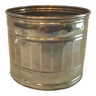 Vintage Round Brass Planter For Sale