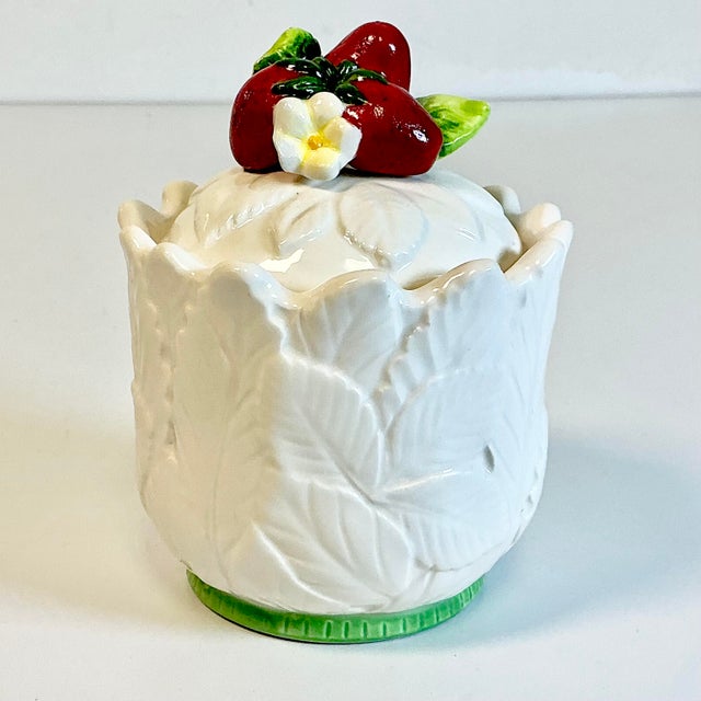 Mid-Century English Boho Chic Hollywood Regency Trompe L’Oeil Strawberry Jam Jar For Sale - Image 15 of 15