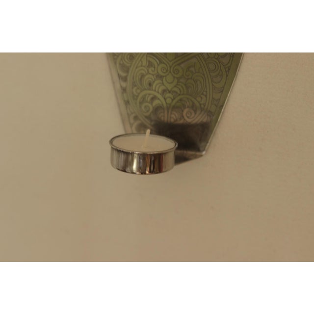 Vintage Engraved Pewter Sconces, Set of 2 For Sale - Image 10 of 16