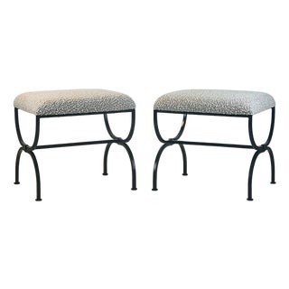 Pair of Wide 'Strapontin' Stools or Ottomans by Design Frères For Sale