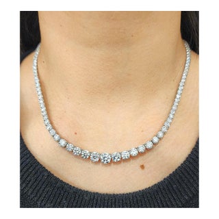 17.58 Ct Riviera Graduated Diamond Necklace - Platinum For Sale