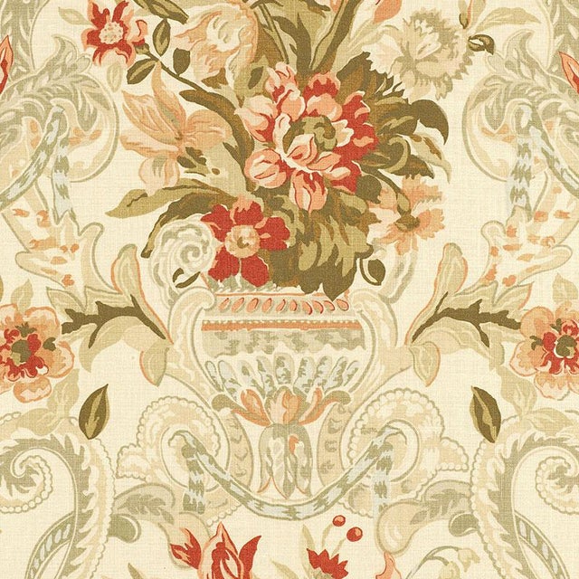Sample- Schumacher Aylesbury Vase Fabric in Coral For Sale