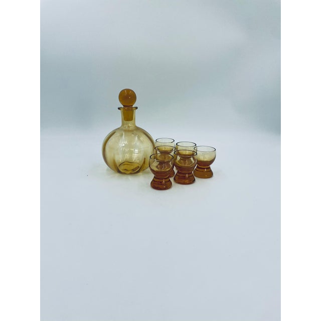 Orange Art Deco Glass Liqueur Set, 1955, Set of 7 For Sale - Image 8 of 8