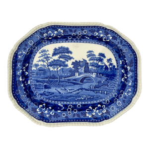 Antique Copeland Spode Tower Blue & White Transferware Platter, 17 Inch, Circa 1903