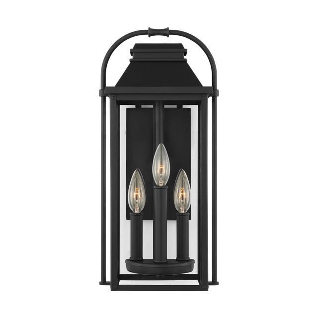 Sean Lavin by Visual Comfort Studio Wellsworth 3-Light Outdoor Small Lantern Sconce in Textured Black For Sale In Greenville, SC - Image 6 of 6