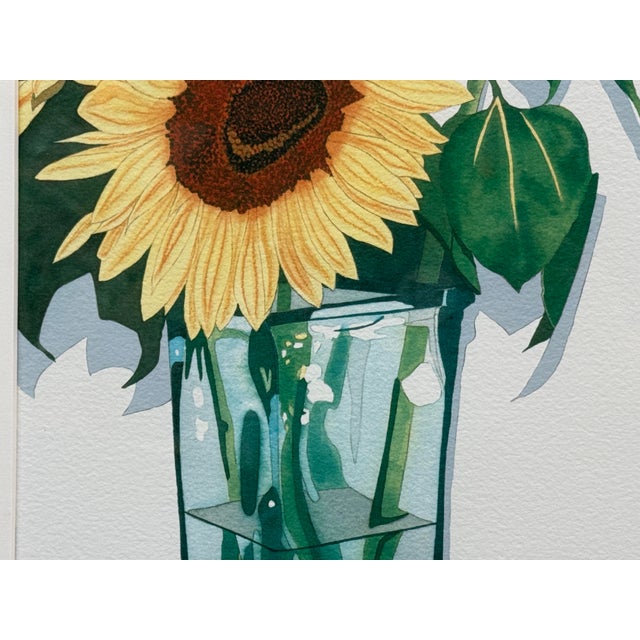 1990s Sally Baker Sunflowers in Vase I/P Artwork, Signed For Sale - Image 5 of 12