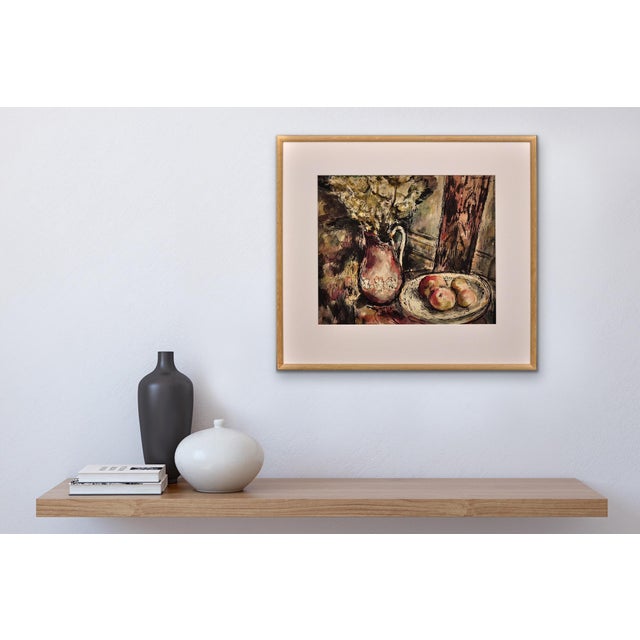 James Tower, Still Life of Flowers in a Jug and a Bowl of Apples, 1944, Watercolour, Framed For Sale - Image 13 of 18