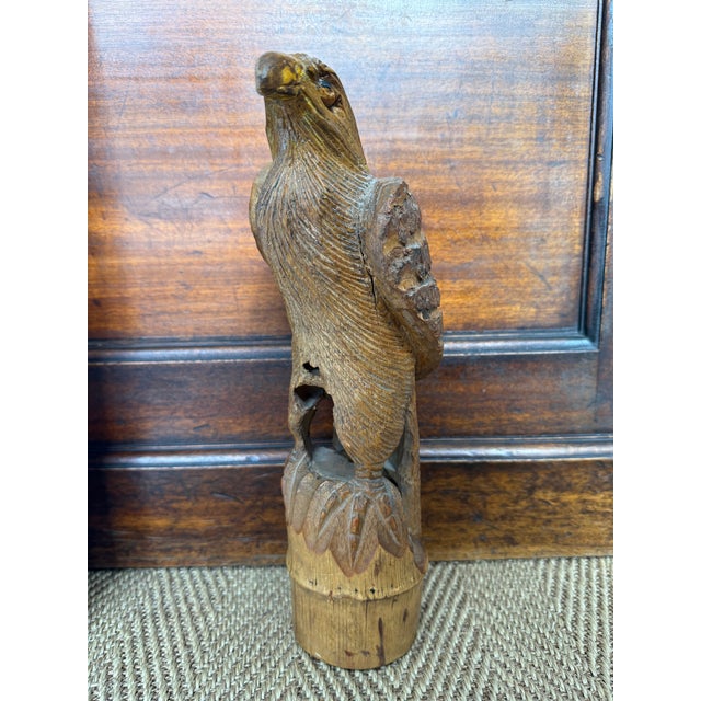 1900 - 1909 Large Antique Bamboo Hand Carved Eagle Meiji Period For Sale - Image 5 of 14