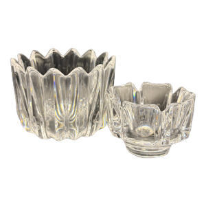 Orrefors Jan Johansson “Fleur” Crystal Bowls – Set of 2