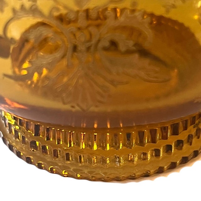 1930s Duncan & Miller Glastonbury-Lotus Amber Gold Glass Creamer & Sugar Set- 2 Pieces Holidays For Sale - Image 9 of 11