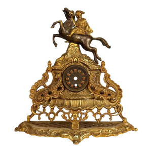 Antique Rococo Brass Equestrian Horse Mantle Clock Case