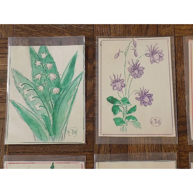 This set of twelve (12) original mid 20th century botanical watercolors by listed Italian-American artist, Ettore...