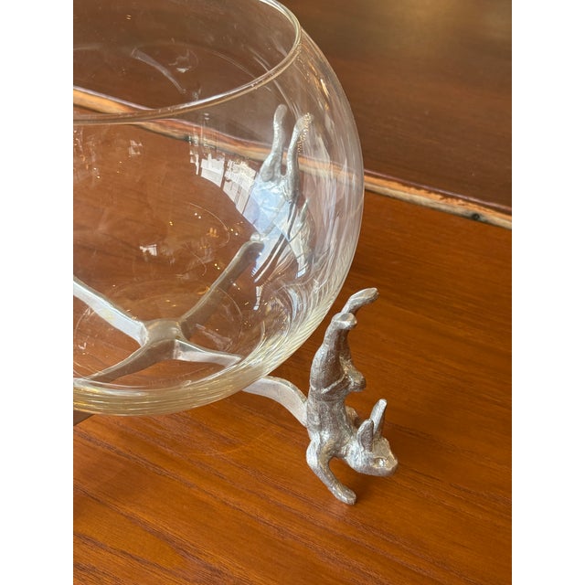 Arthur Court Vintage Arthur Court Glass Bowl on Silver Rabbit Stand For Sale - Image 4 of 7