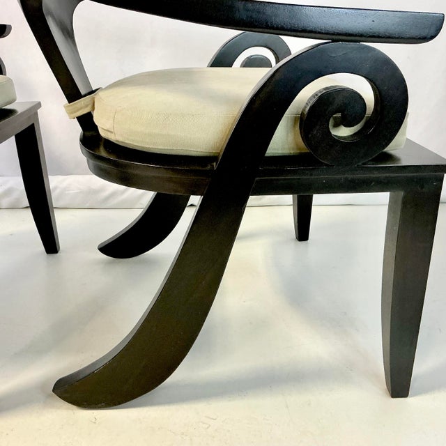 1980s Vintage Chinoiserie Asian Modern Curled Arms Spoon Side Chairs - A Pair, After Stanley Jay Friedman For Sale - Image 17 of 18