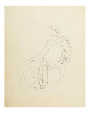 Sketch for a Portrait - Original Ink Drawgin by Alexandre Dumont - Late 1800 Late 19th Century