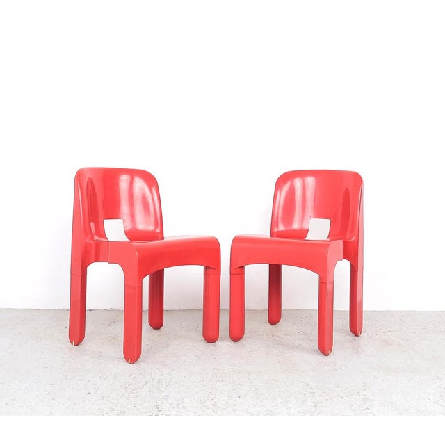 Vintage Universal Chairs in Red by Joe Colombo for Kartell, 1960s, Set of 2 For Sale - Image 15 of 15
