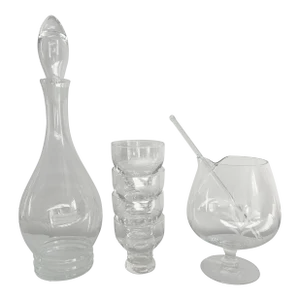 Vintage Etched Glass 6-Piece Cocktail Set
