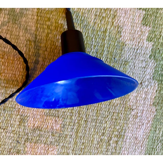 Mid-Century Modern 1980s Blue Danish Glass Pendant Light. Scandinavian Mid Century Design For Sale - Image 3 of 6