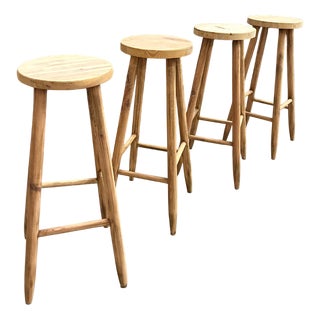Pine Bar Stools, Set of 4 For Sale