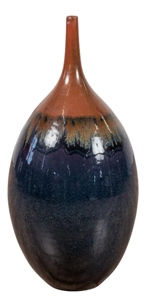 Vintage Northern Thai Chiang Mai Blue and Brown Vase from the Prem Collection