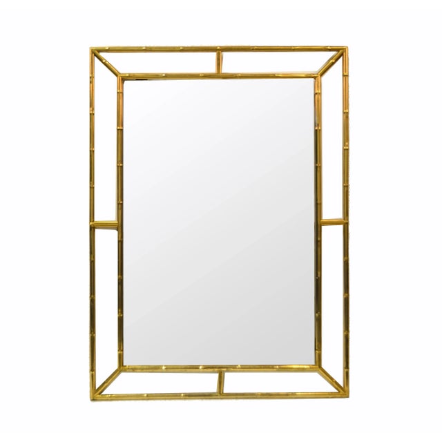 Mid Century Modern Brass Faux Bamboo Wall Mirror Italy For Sale - Image 11 of 11