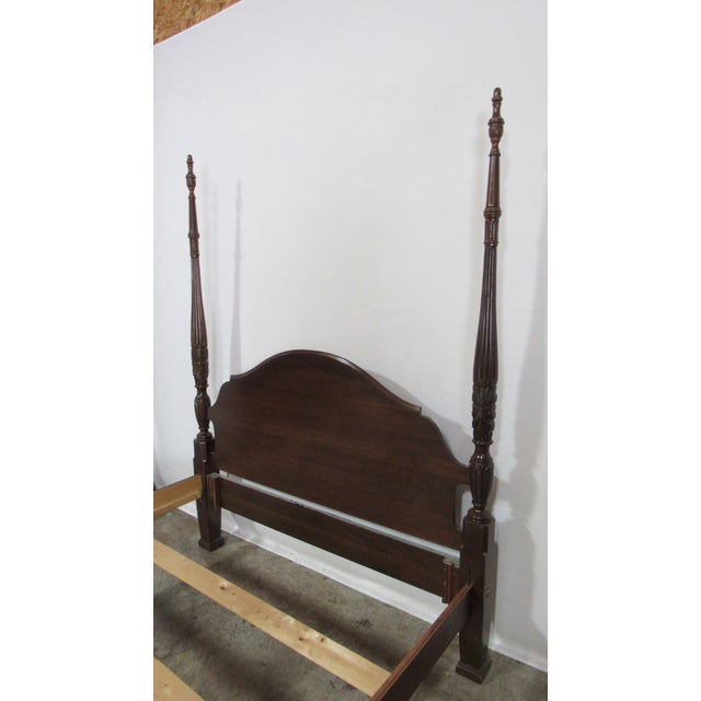 Chippendale Queen Size Poster Bed Carved James Sterling Cherry For Sale - Image 3 of 6